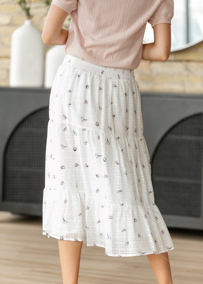Floral Tiered Smocked Waist Midi Skirt
