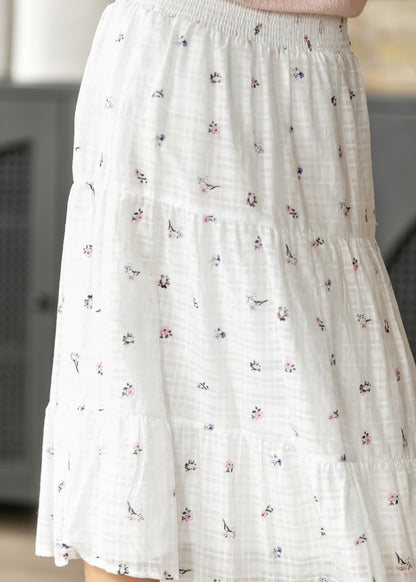 Floral Tiered Smocked Waist Midi Skirt