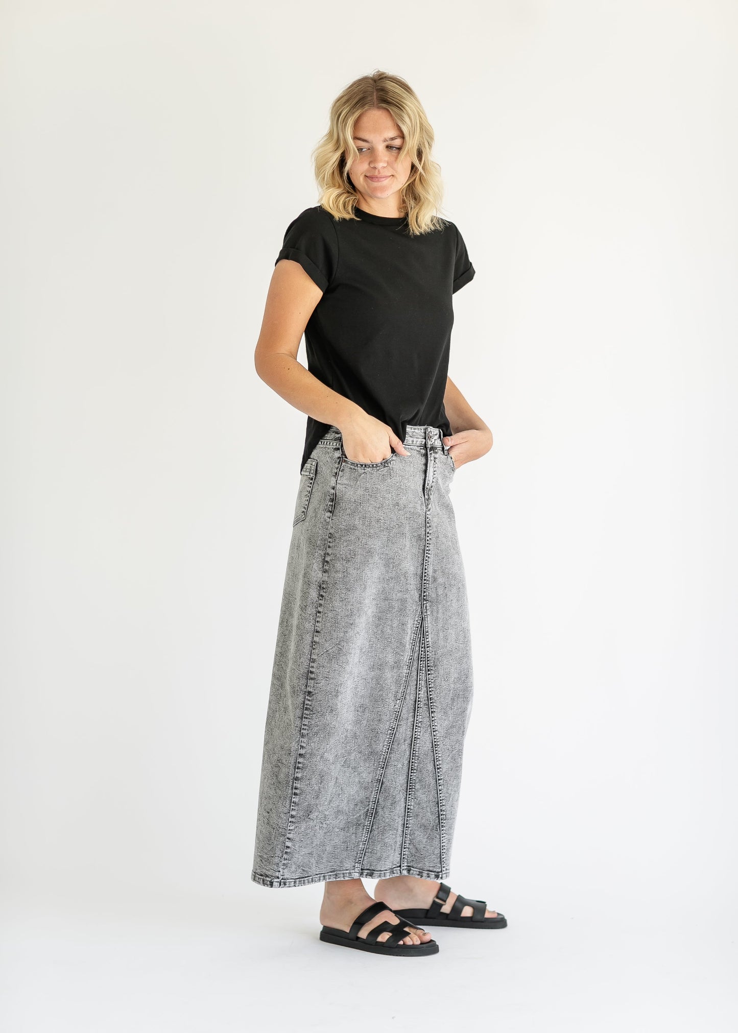 Genevieve A-line Denim Maxi Skirt - FINAL SALE