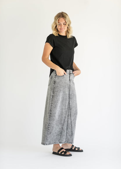 Genevieve A-line Denim Maxi Skirt - FINAL SALE