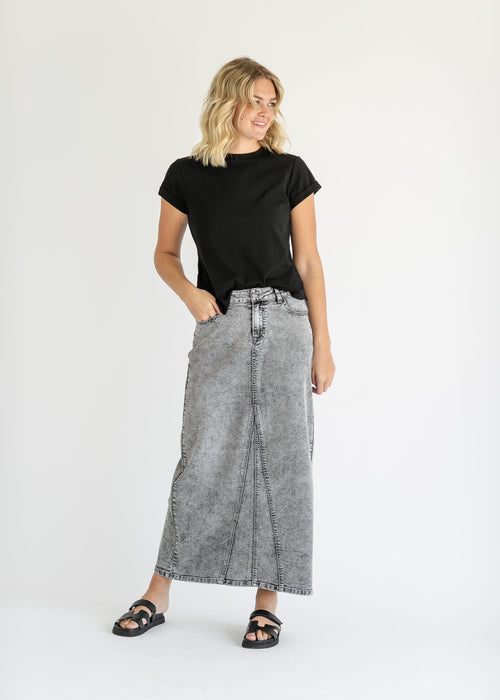 Genevieve A-line Denim Maxi Skirt - FINAL SALE