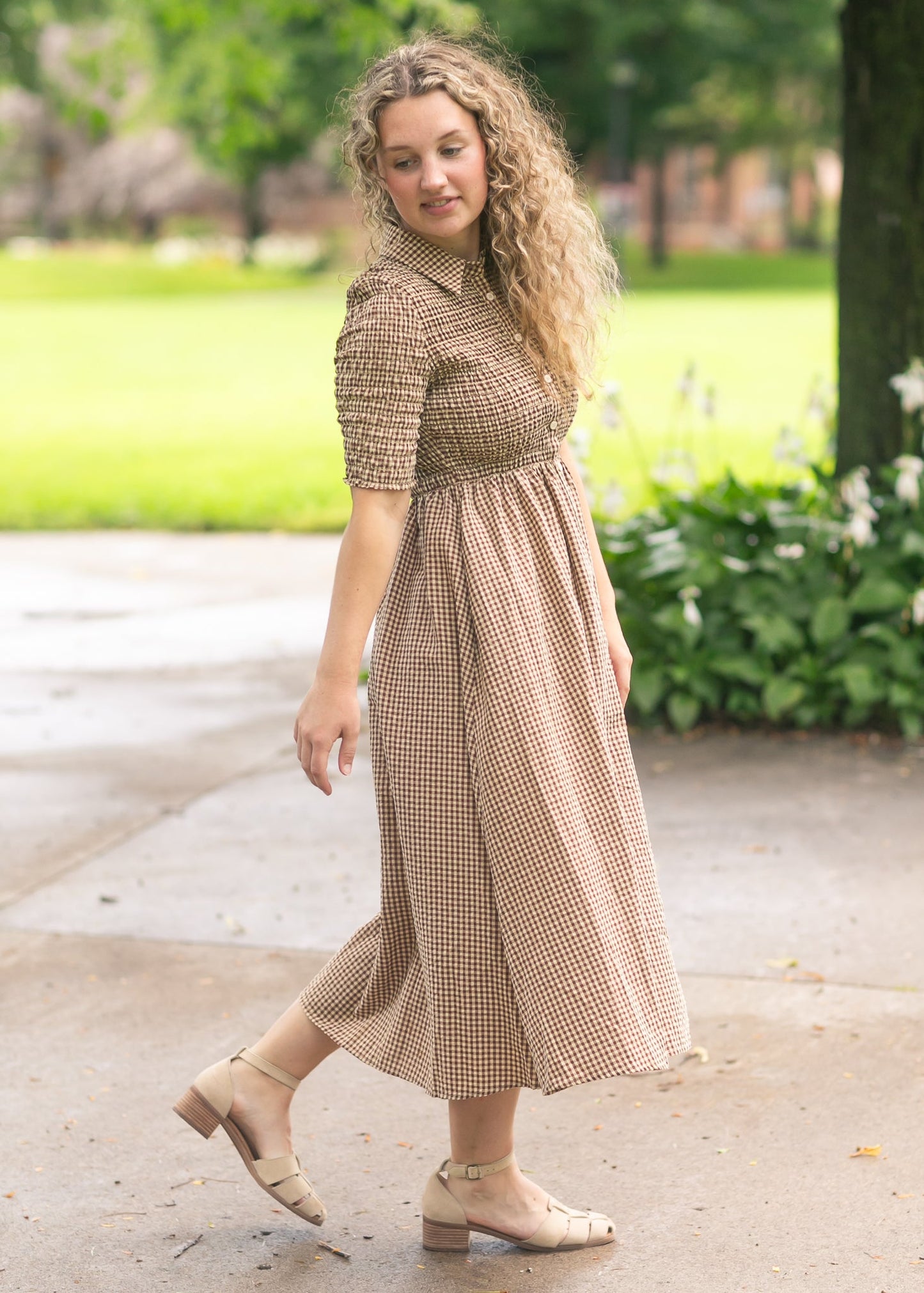 Gingham Button Up Midi Dress - FINAL SALE