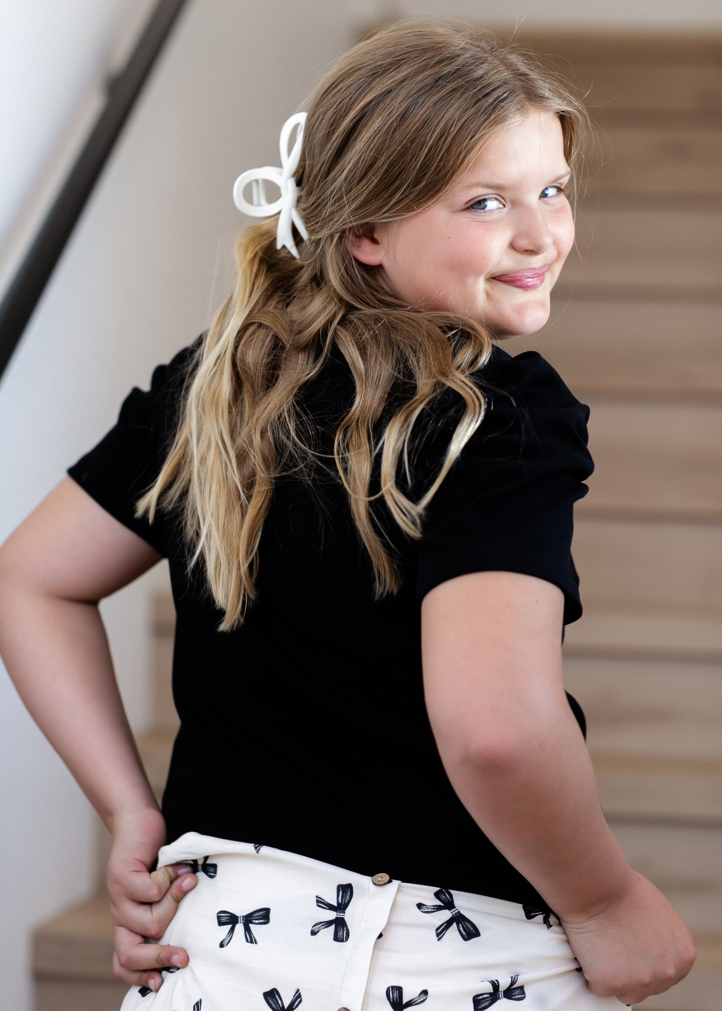 Girl's Ribbed Puff Sleeve Top - FINAL SALE