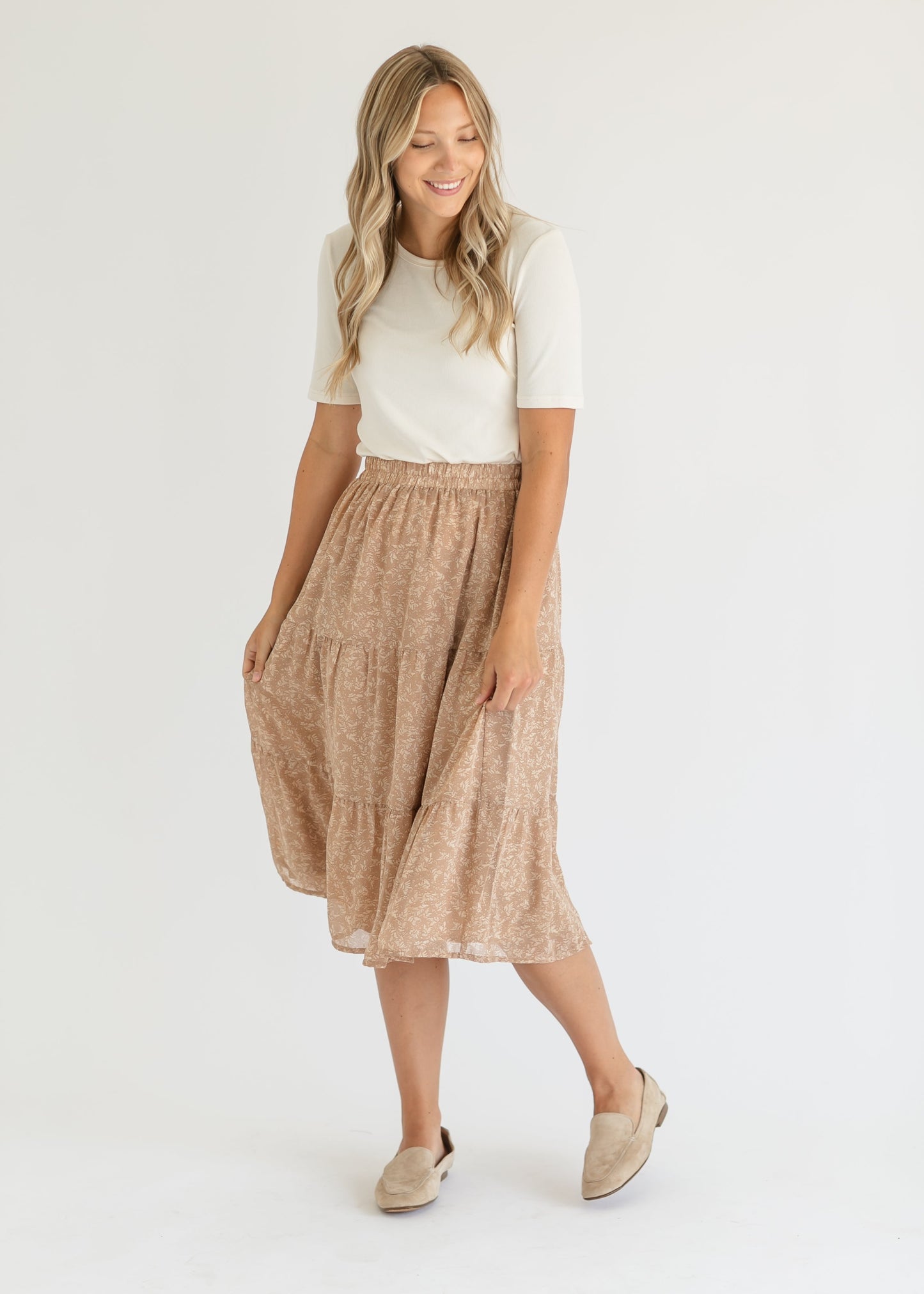 Harlow Abstract Floral Tiered Midi Skirt - FINAL SALE
