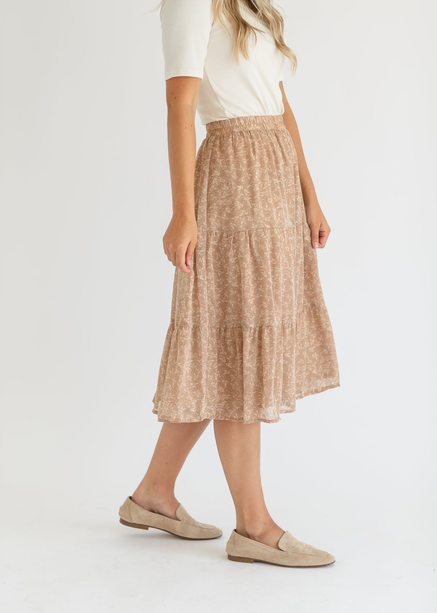 Harlow Abstract Floral Tiered Midi Skirt - FINAL SALE