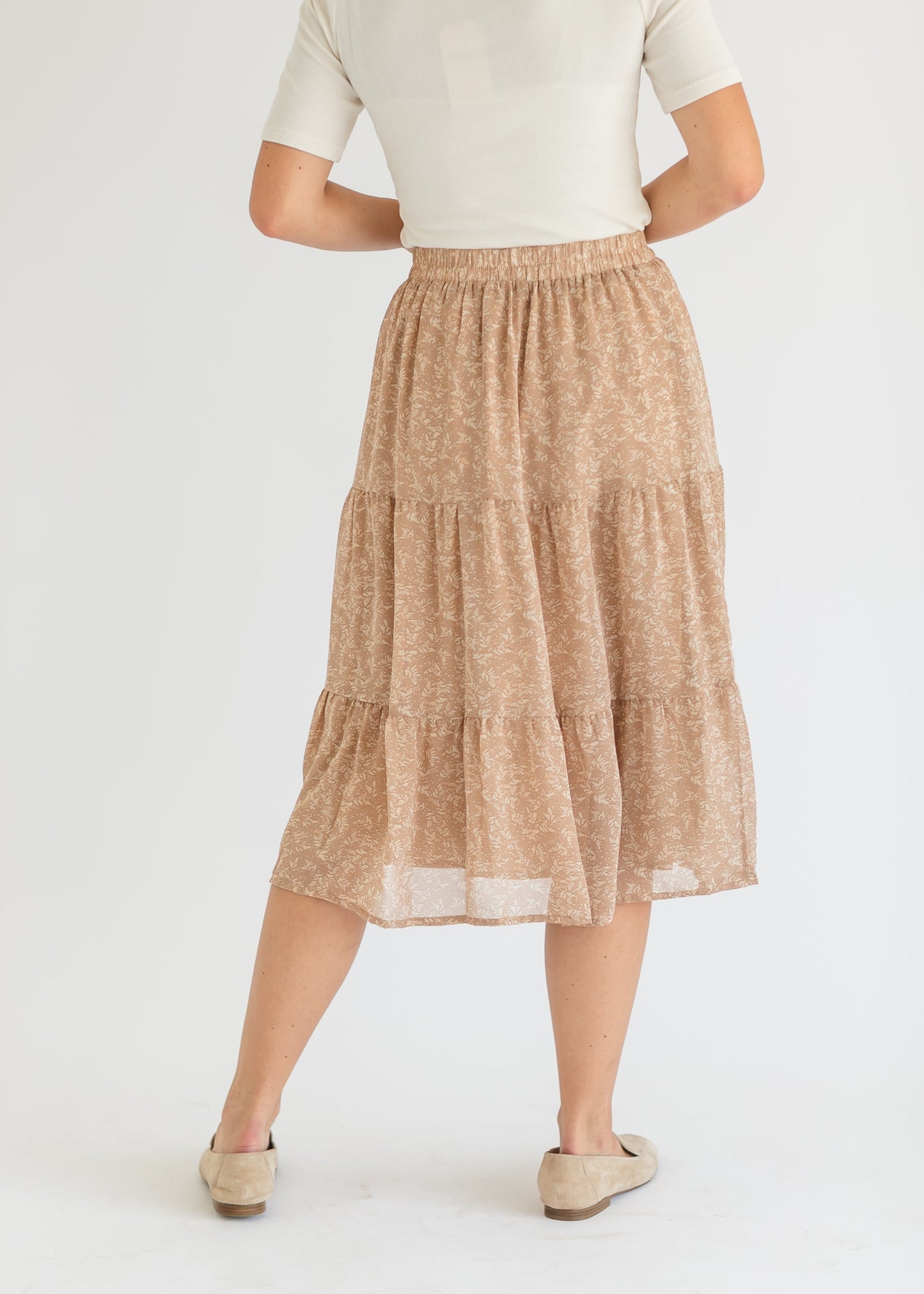 Harlow Abstract Floral Tiered Midi Skirt - FINAL SALE