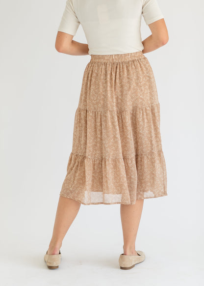 Harlow Abstract Floral Tiered Midi Skirt - FINAL SALE