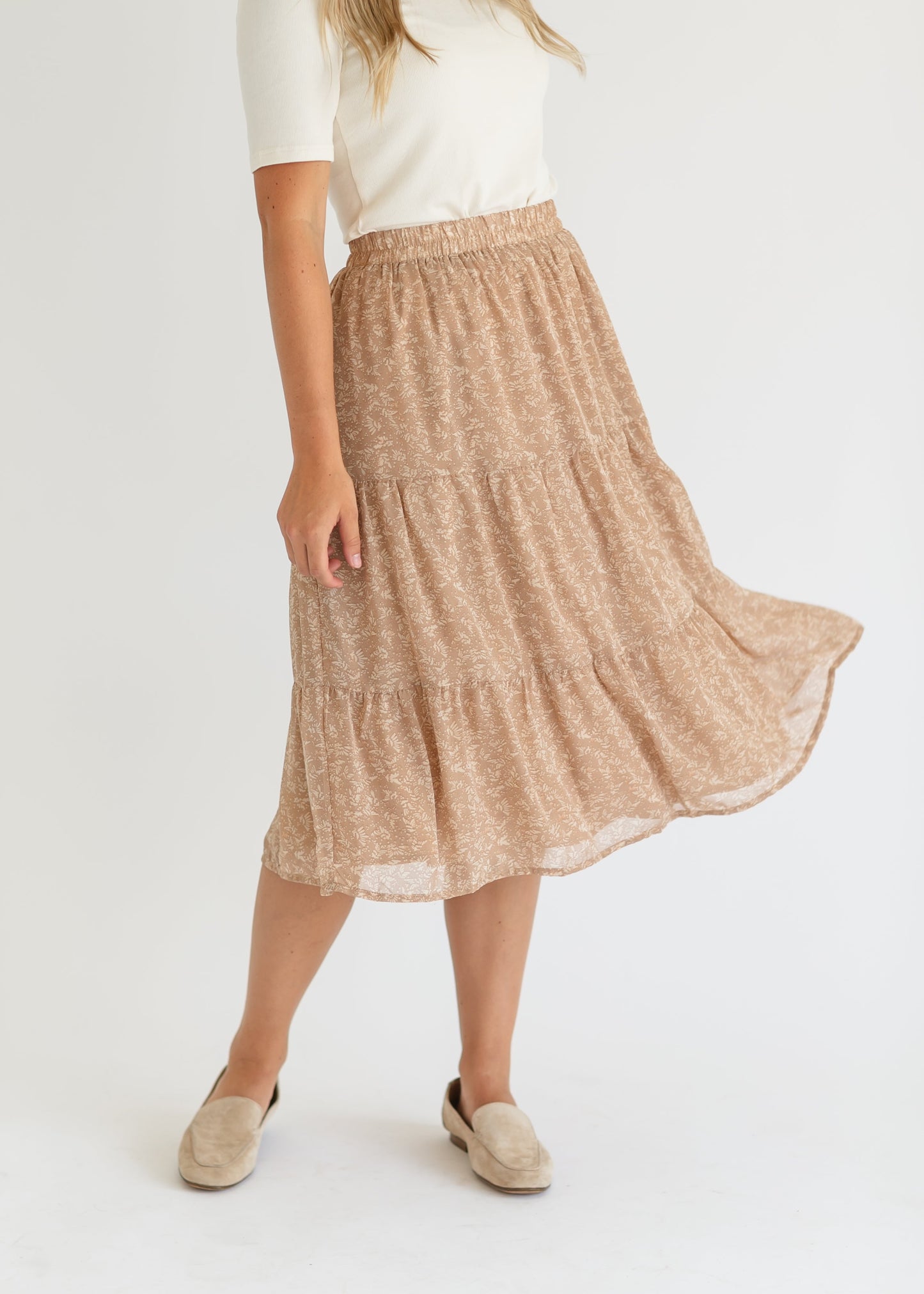 Harlow Abstract Floral Tiered Midi Skirt - FINAL SALE