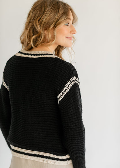 Heartloom® Kenya Button Front Contrast Stripe Cardigan - FINAL SALE
