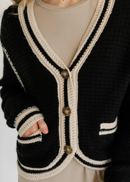 Heartloom® Kenya Button Front Contrast Stripe Cardigan - FINAL SALE