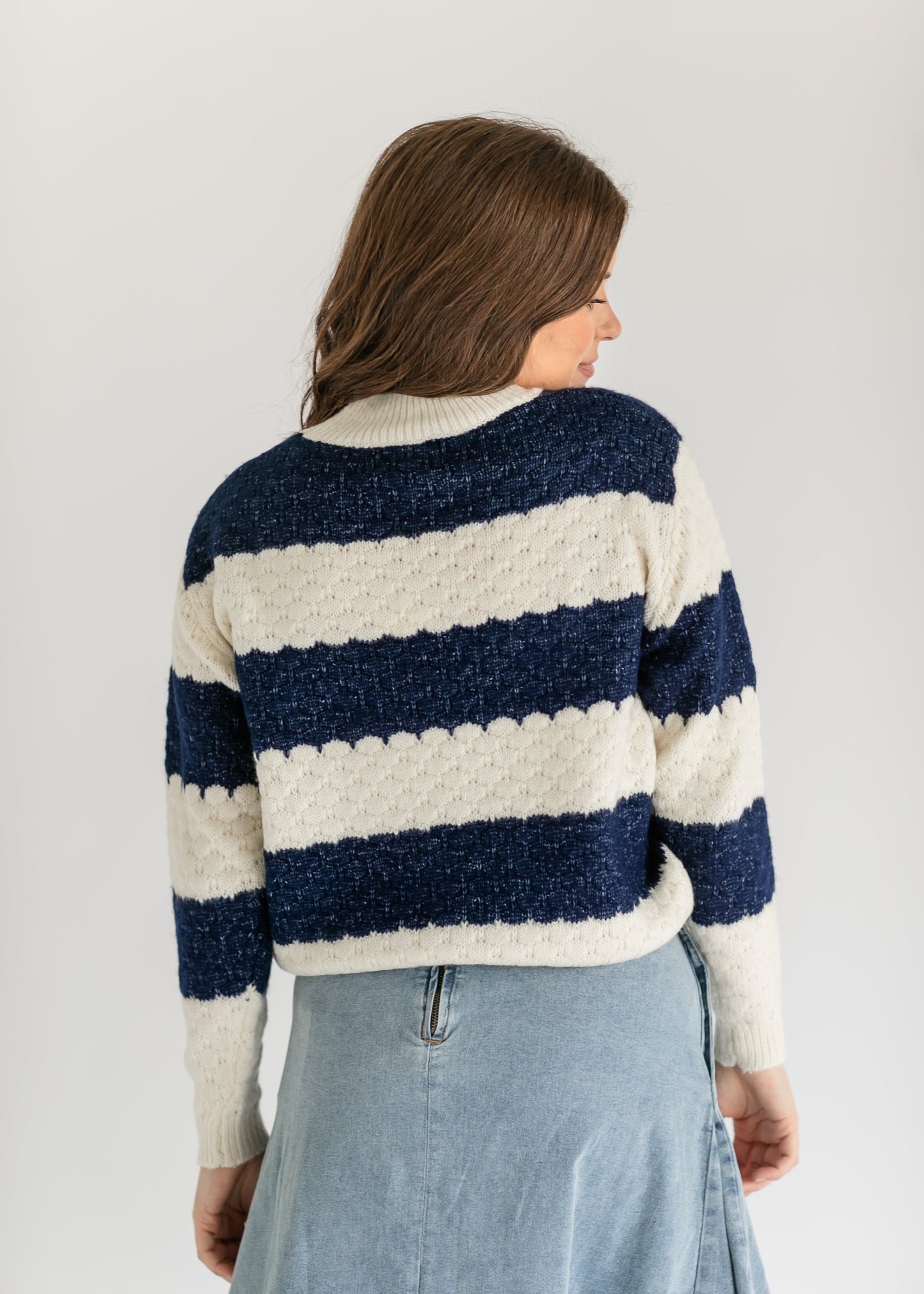 Iggy Scalloped Striped Crewneck Sweater - FINAL SALE