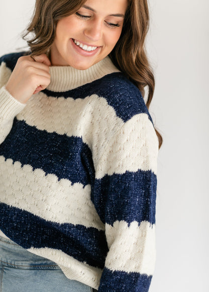 Iggy Scalloped Striped Crewneck Sweater - FINAL SALE