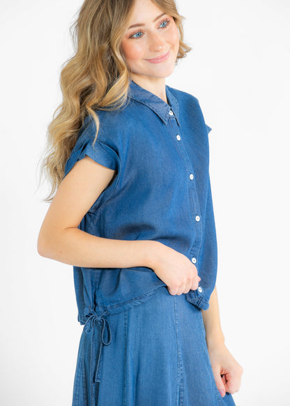 Indigo Tencel Buttoned Denim Top - FINAL SALE