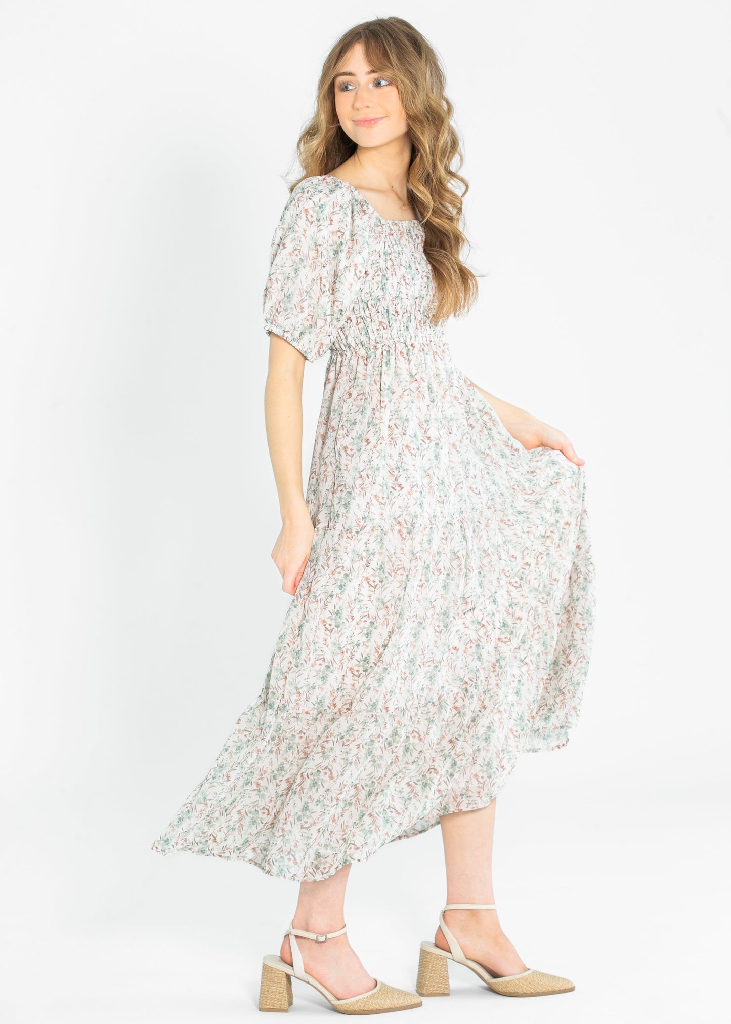 Indy Seaglass Blossom Smocked Maxi Dress - FINAL SALE