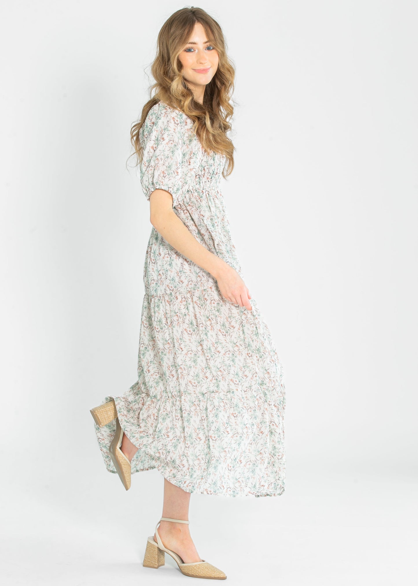 Indy Seaglass Blossom Smocked Maxi Dress - FINAL SALE