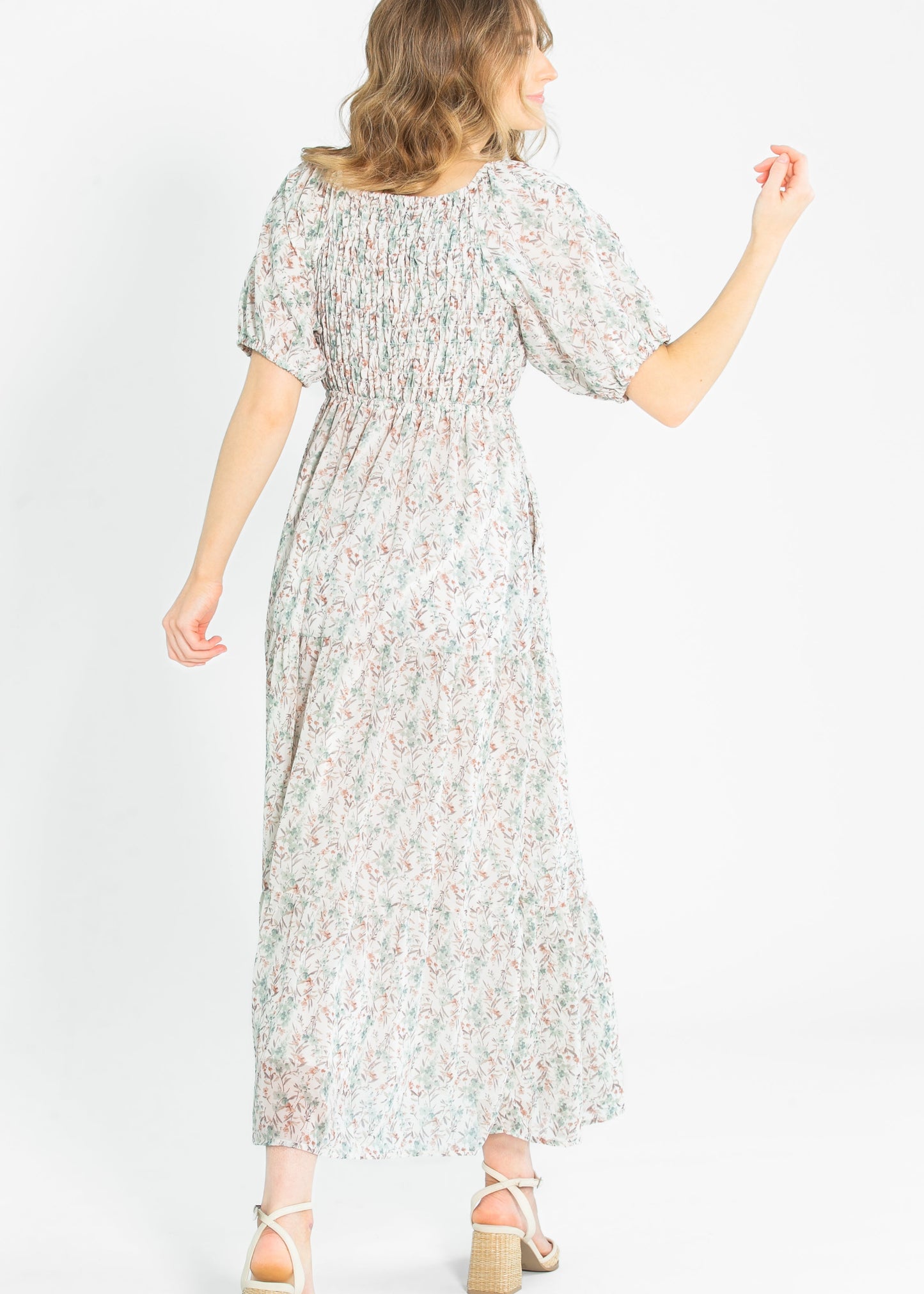 Indy Seaglass Blossom Smocked Maxi Dress - FINAL SALE