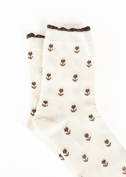 Ivory Crew Floral Cotton Sock