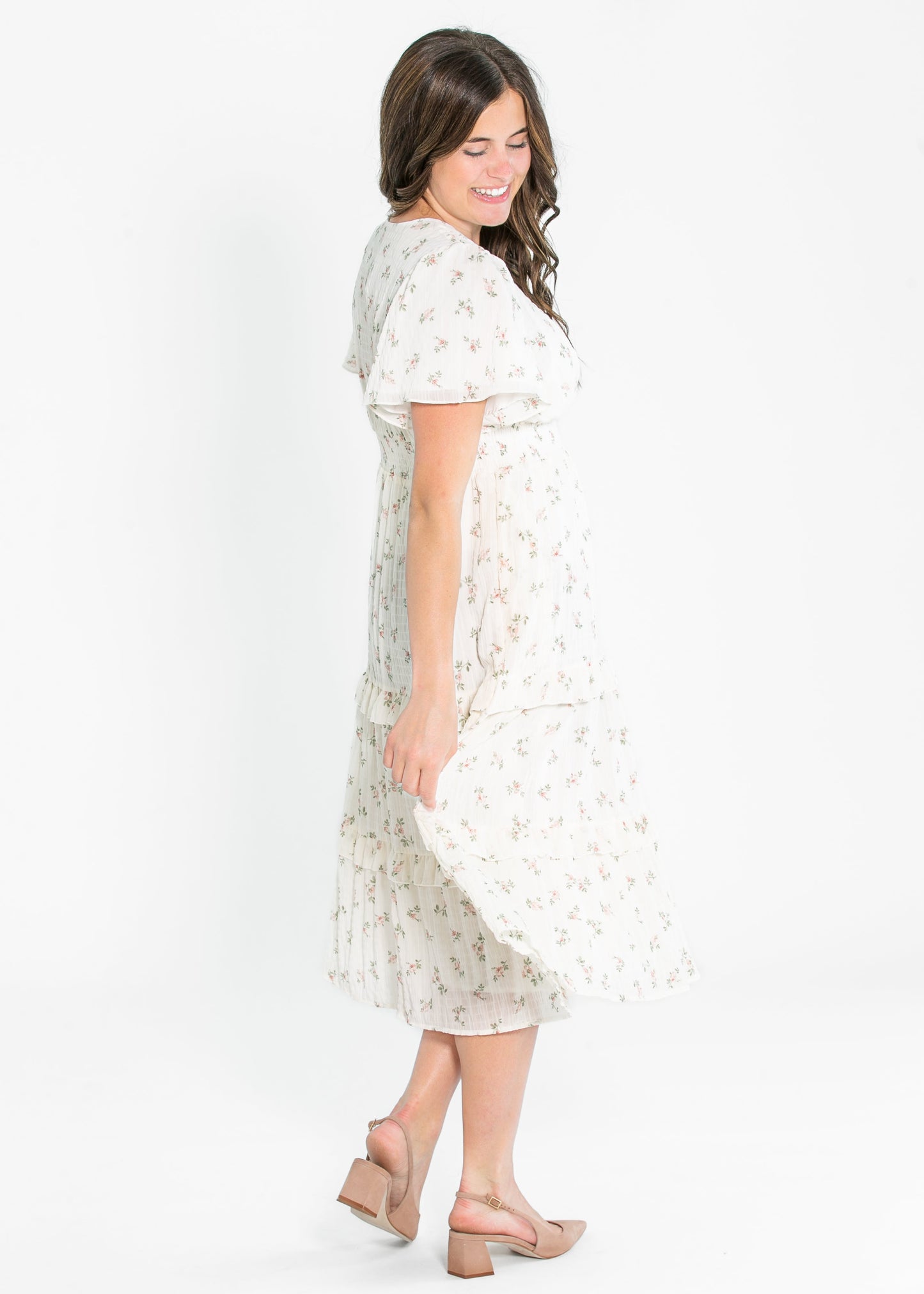 Jessa Tea Party Pink V-neck Midi Dress - FINAL SALE
