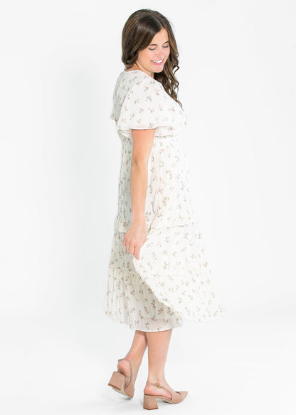 Jessa Tea Party Pink V-neck Midi Dress - FINAL SALE