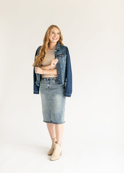 Kaitty Vintage Wash Midi Skirt - FINAL SALE