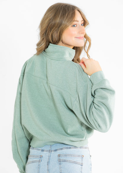 Kala Pullover Half-Zip Up Terry Sweatshirt - FINAL SALE