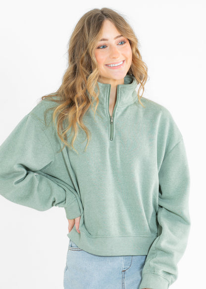 Kala Pullover Half-Zip Up Terry Sweatshirt - FINAL SALE