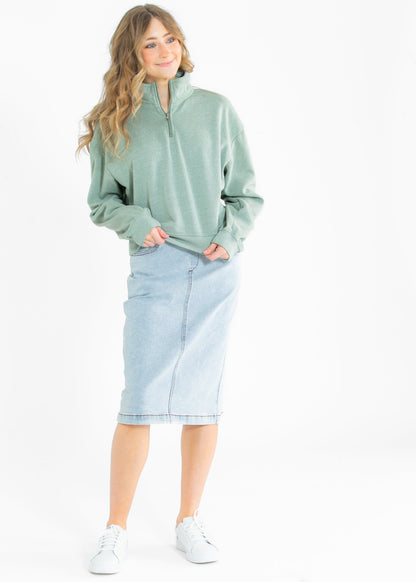 Kala Pullover Half-Zip Up Terry Sweatshirt - FINAL SALE