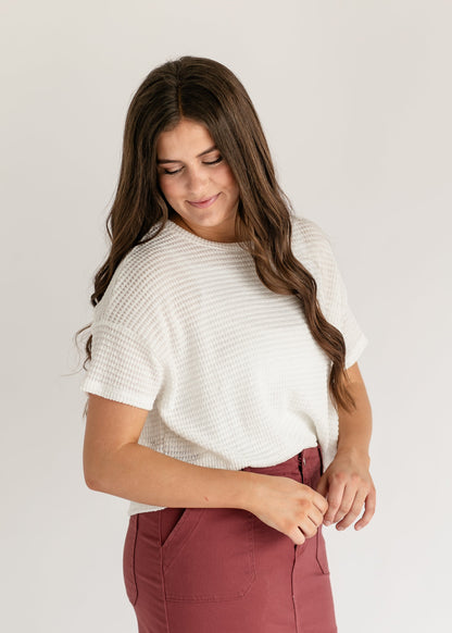 Knit Drop Shoulder Short Sleeve Top - FINAL SALE