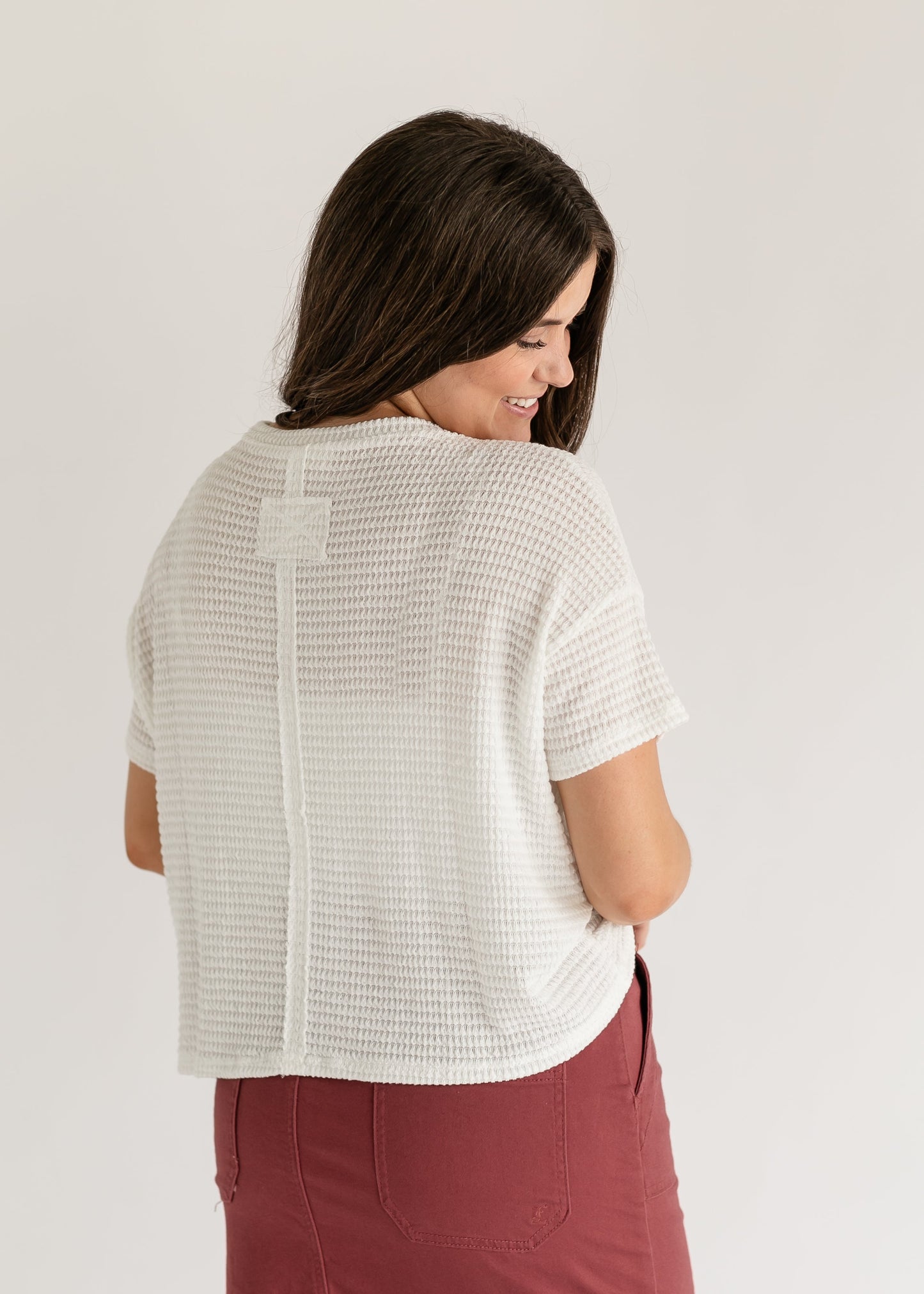 Knit Drop Shoulder Short Sleeve Top - FINAL SALE