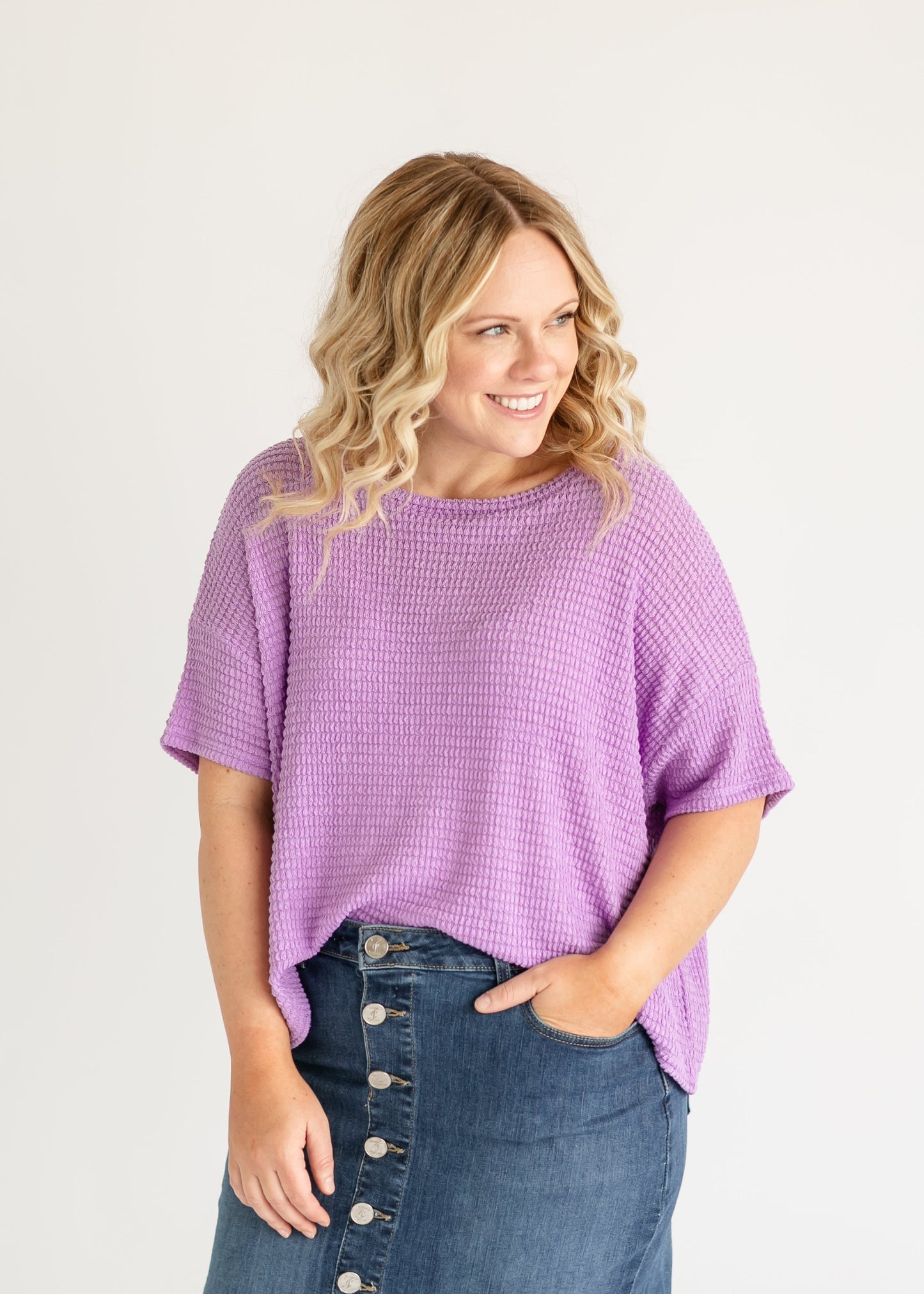 Knit Drop Shoulder Short Sleeve Top - FINAL SALE