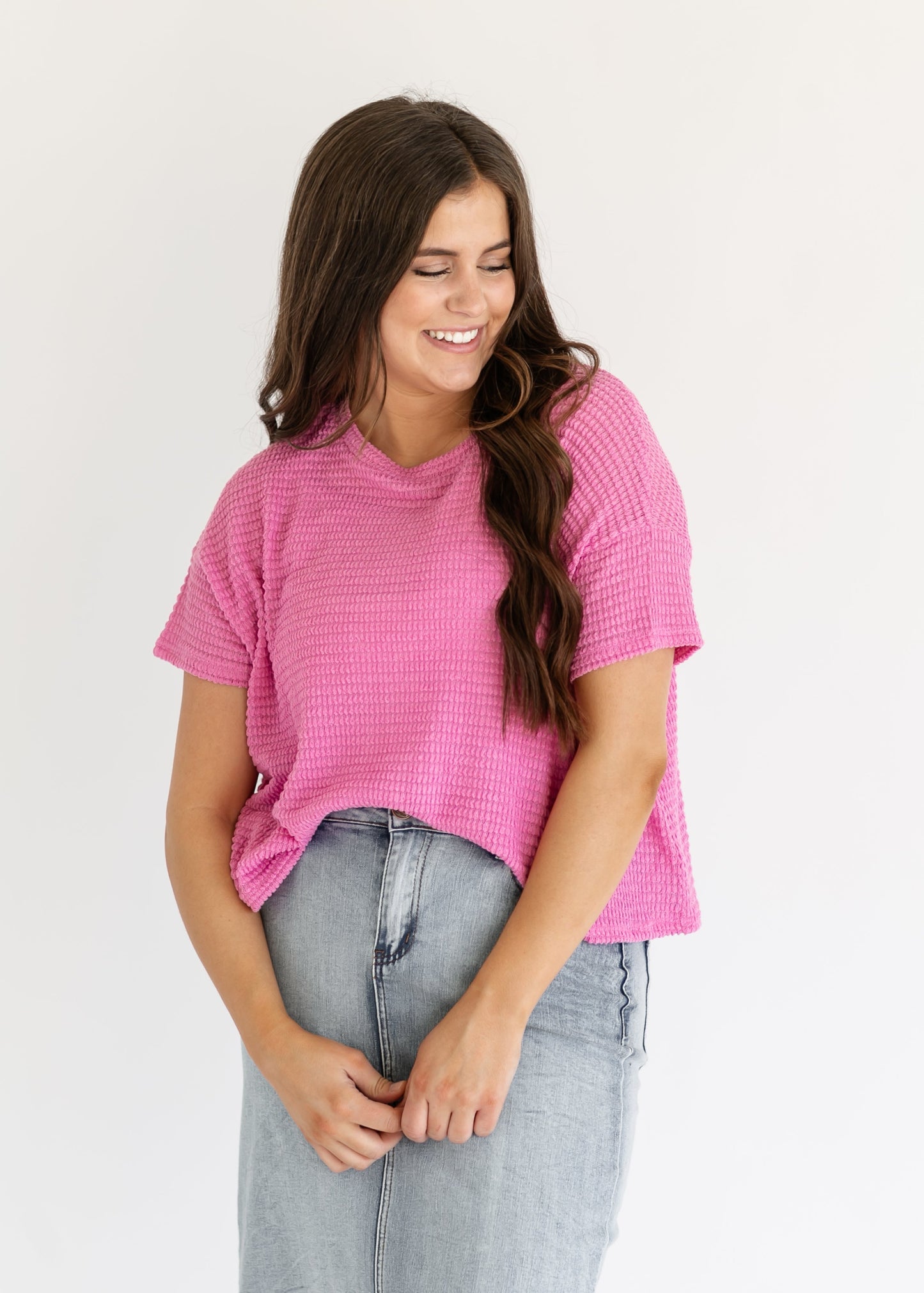 Knit Drop Shoulder Short Sleeve Top - FINAL SALE
