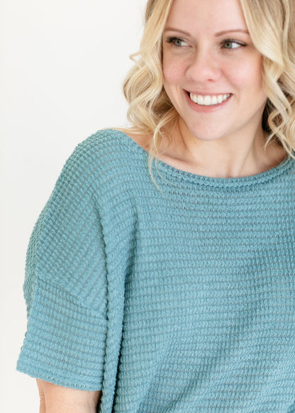 Knit Drop Shoulder Short Sleeve Top - FINAL SALE