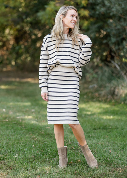 Latte Stripe Knit Skirt - FINAL SALE