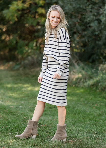 Latte Stripe Knit Skirt - FINAL SALE
