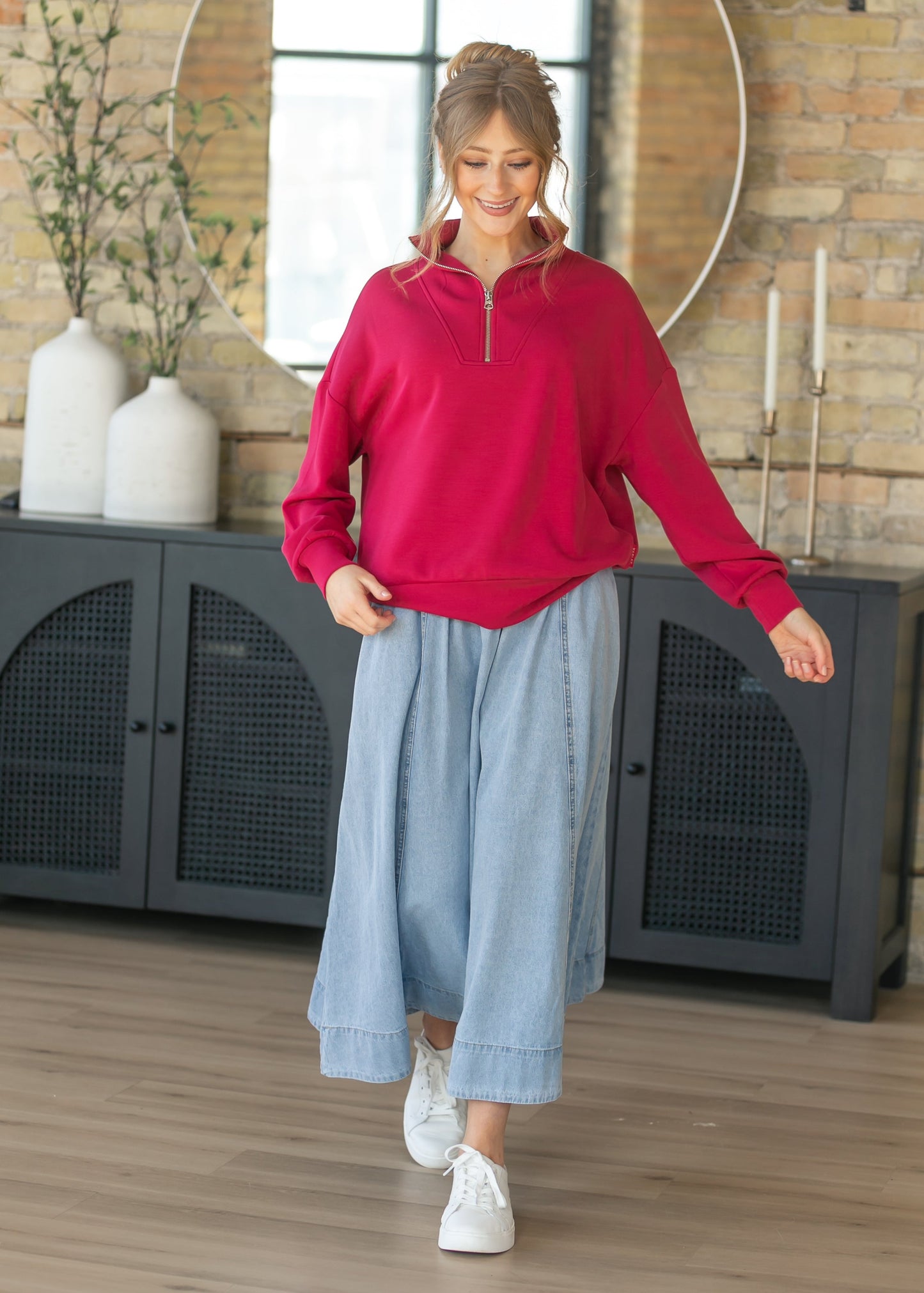 Light Wash Denim A-Line Maxi Skirt