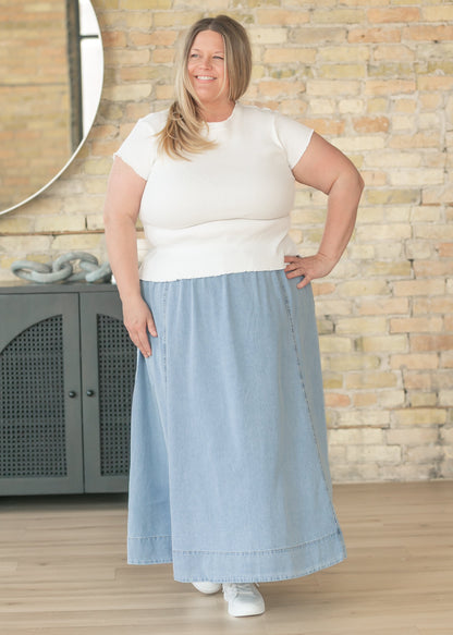 Denim A-Line Maxi Skirt