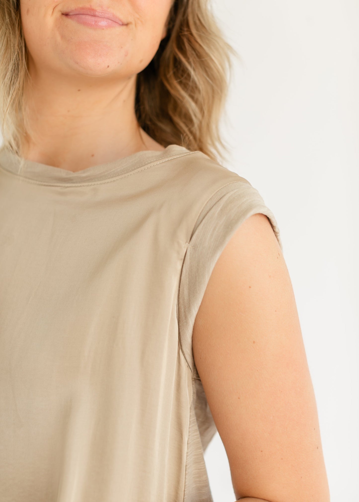LIVERPOOL® Cap Sleeve Woven Knit Top