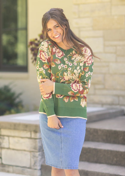 Liverpool Los Angeles® Floral Crewneck Sweater
