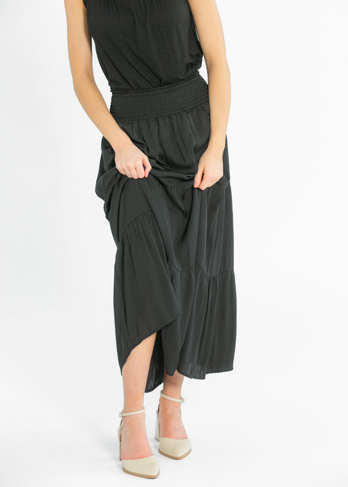 Liverpool® Tiered Woven Black Maxi Skirt - FINAL SALE
