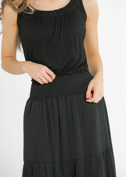 Liverpool® Tiered Woven Black Maxi Skirt - FINAL SALE