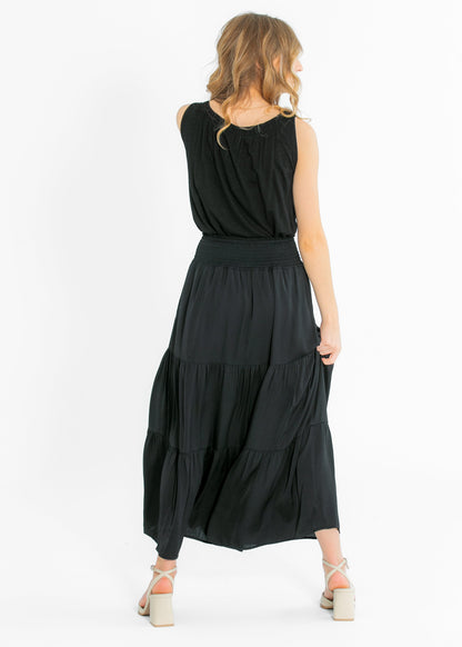 Liverpool® Tiered Woven Black Maxi Skirt - FINAL SALE