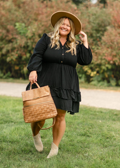 Long Sleeve Gauze Tiered Midi Dress - FINAL SALE