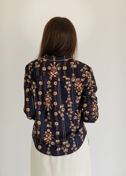 Long Sleeve Tapestry Print Button Up Top - FINAL SALE