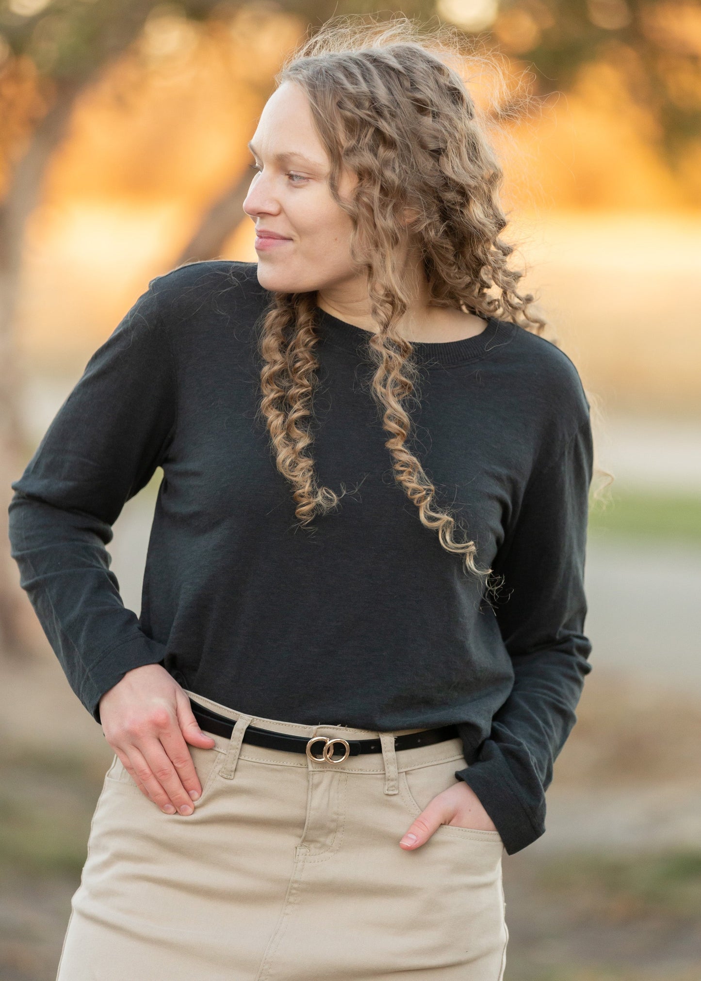 Lupita Black Brushed Long Sleeve Top - FINAL SALE