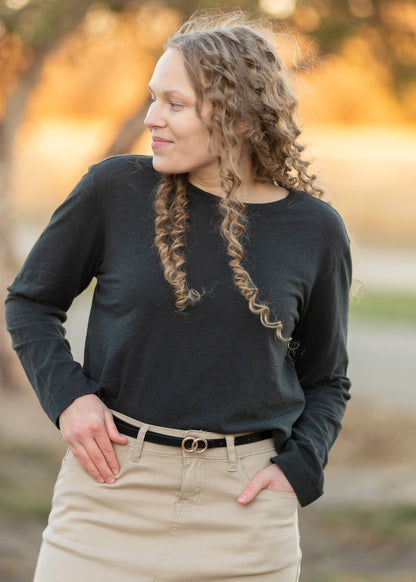 Lupita Black Brushed Long Sleeve Top - FINAL SALE