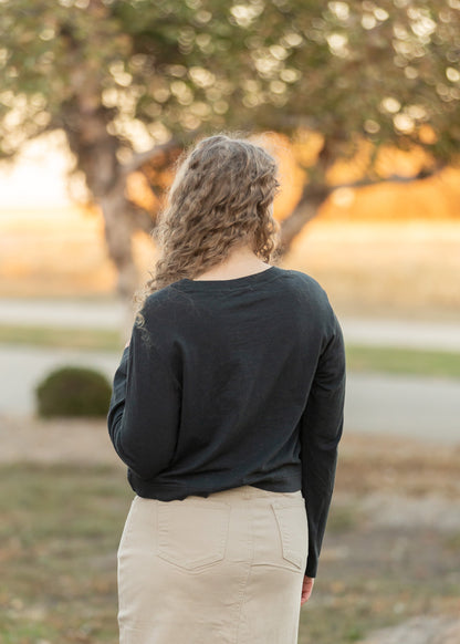 Lupita Black Brushed Long Sleeve Top - FINAL SALE