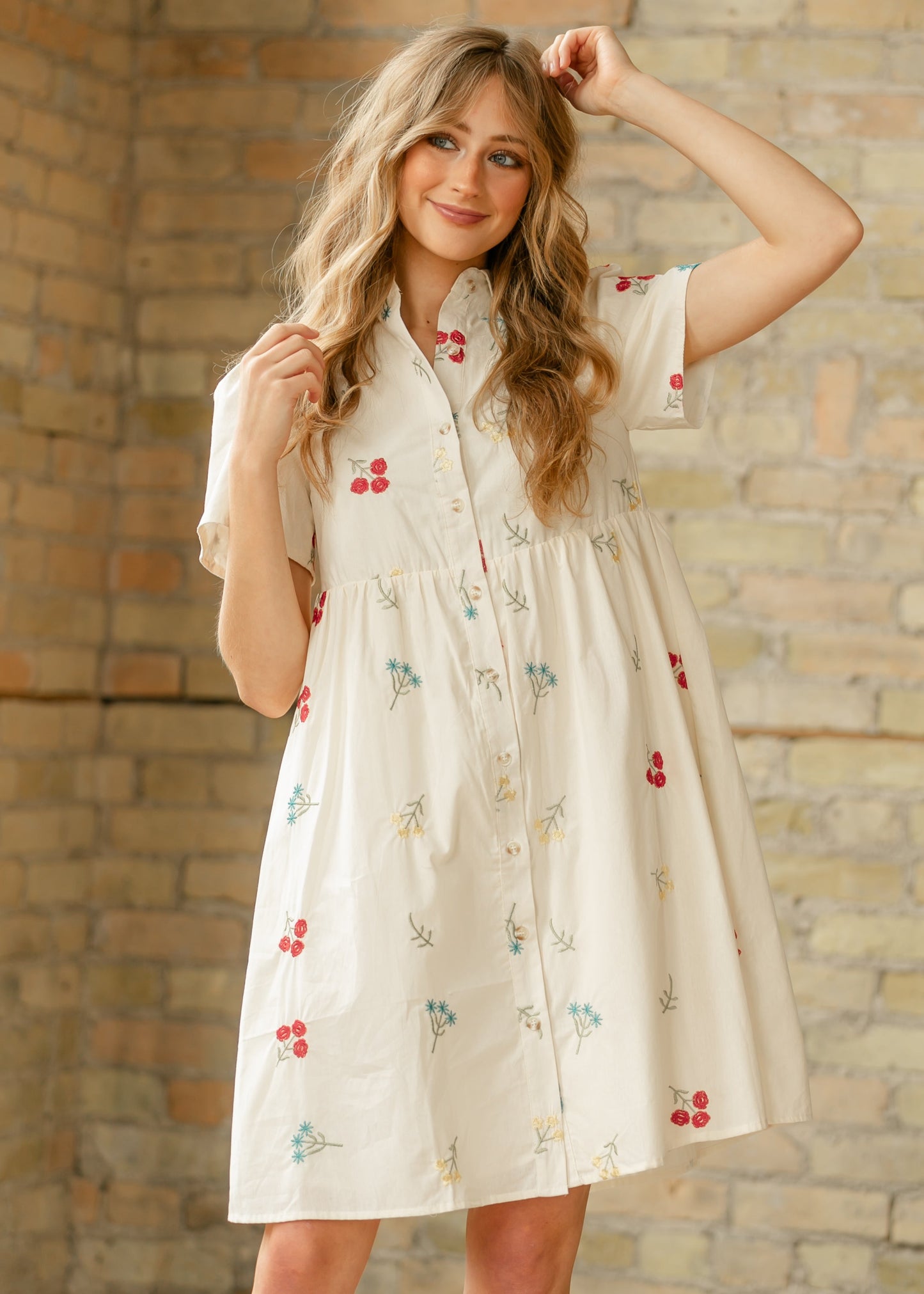 Maeve Embroidered Floral Midi Dress - FINAL SALE