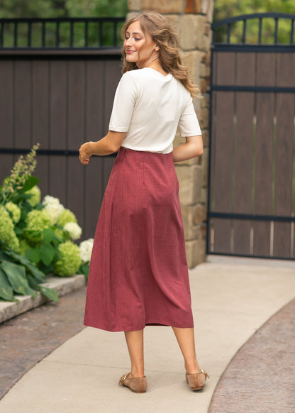 Maroon Gingham Satin Skirt - FINAL SALE