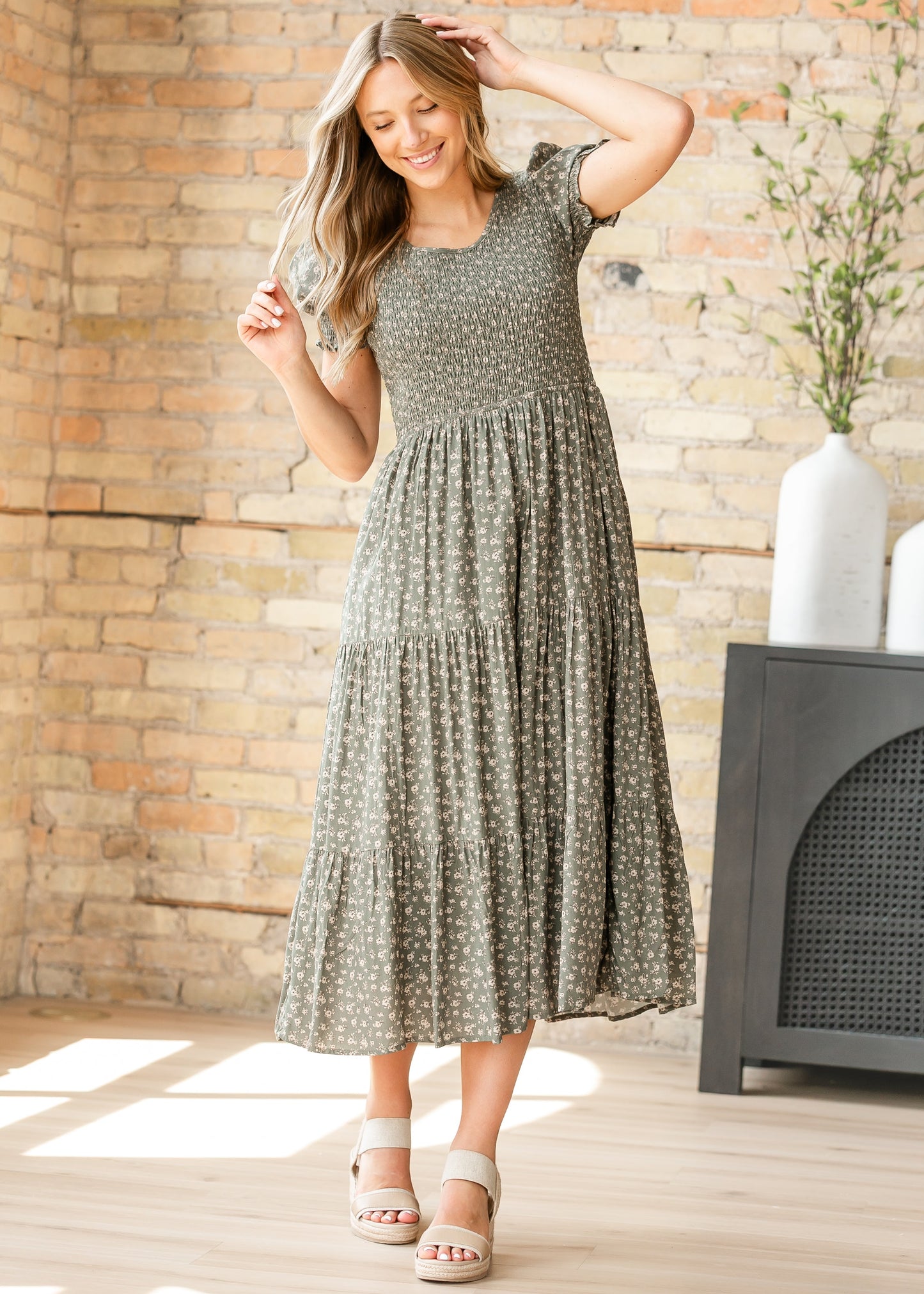 McCall Smocked Midi Dress