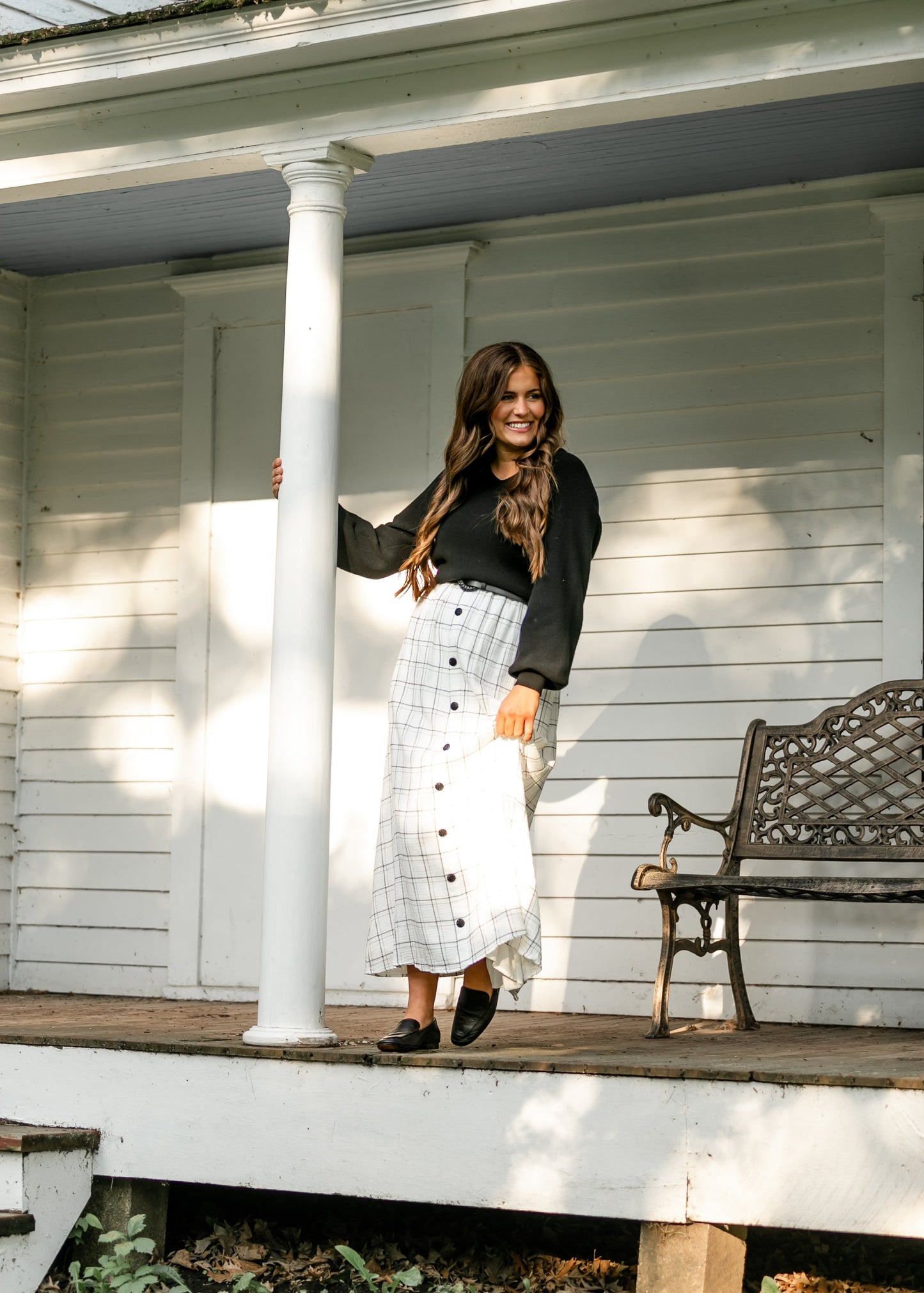 McKenna Plaid Button Detail Maxi Skirt - FINAL SALE